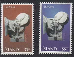 Iceland # 801-802, Europa  - Sculptures, Mint NH, 1/2 Cat.