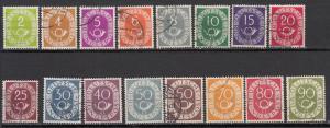 Germany - 1951 Post Horn complete set Sc# 670/685 (7994)