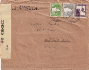 1943 Tel Aviv, Palestine to Cincinnati, OH censored (C5893)