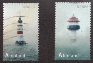 2012 Norway Sc# 1681-82 Lighthouses of Noreg - Used Architecture postage stamps