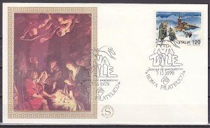 Italy. Scott cat. 1387. Christmas Musicians on a Silk Cachet First day cover.  ^