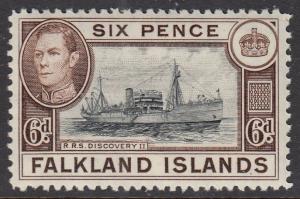 Falkland Islands KGVI 1938 6d Black Sepia SG155a Mint Never Hinged