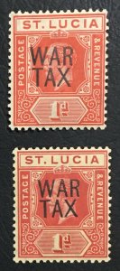 MOMEN: ST LUCIA SG #89,89b 2 SHADES 1916 MINT OG NH/H £80 LOT #61572