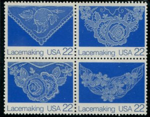 2354a US 22c Lacemaking, MNH blk/4