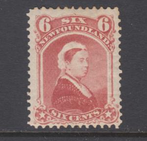 Newfoundland Sc 36 MLH. 1894 6c carmine lake Queen Victoria, tone spots