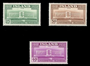 Iceland #209-211 Cat$40, 1938 20th Anniversary of Independence, set of three,...