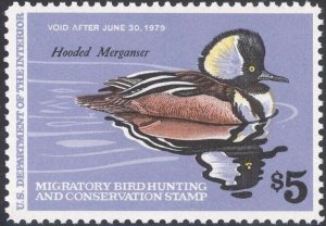 RW45, Hooded Merganser Federal DUCK STAMP VF OG NH - Stuart Katz