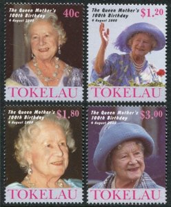 Tokelau 284-287, MNH. Michel 294-297. Queen Mother, 100th birthday, 2000.