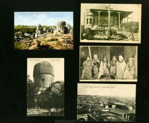 Turkmenistan Cards 5x Early Picture Post Cards in black/white