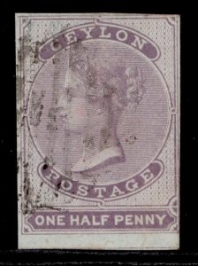 CEYLON QV SG17, ½d dull mauve, FINE USED. Cat £250. 