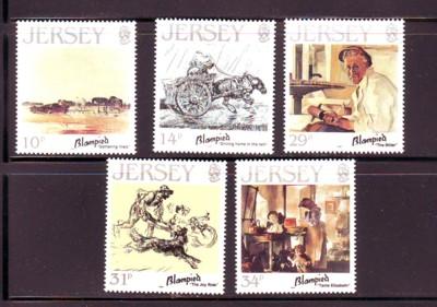 Jersey  Sc 406-10 1986 Blampied paintings stamps mint NH