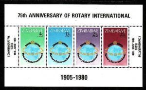 Zimbabwe-Sc#432a- id6-unused NH sheet-Rotary International-1980-