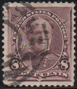 US #225 VF used, nice large margins, pinhole, quite a rare stamp to find this...