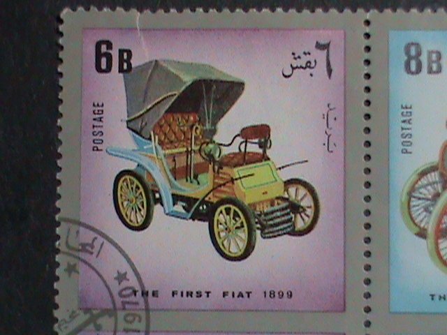YEMEN STAMP- COLORFUL LOVELY ANTIQUE CLASSIC OLD CARS CTO BLOCK OF-4 VERY FINE