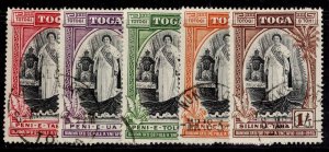 TONGA GVI SG83-87, 1938 silver jubilee Queen Salotes set, FINE USED. Cat £18 CDS