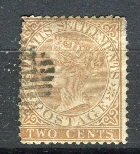 MALAYA; 1867 early classic QV Crown CC issue used 2c. value