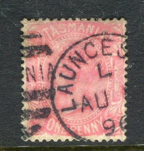 TASMANIA; 1890s classic QV issue fine used 1d. value, fair Postmark