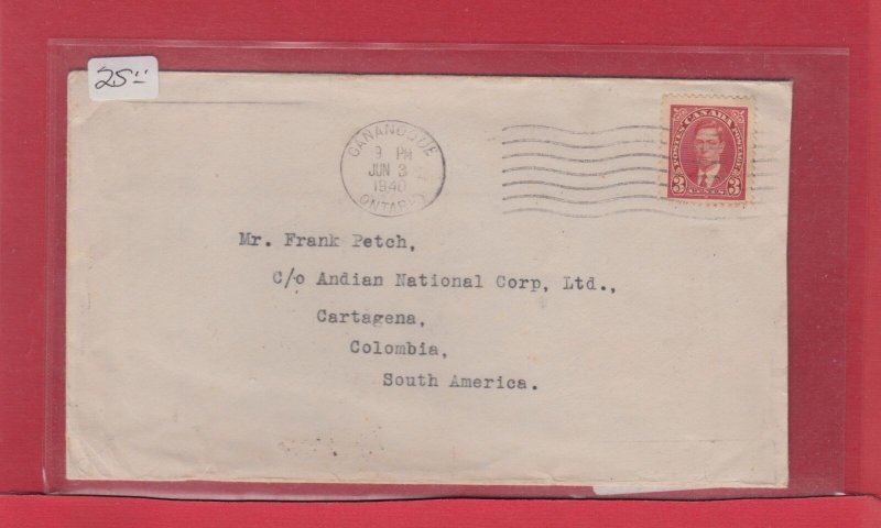 1940 3c surface rate to COLOMBIA WITH receiver Canada cover