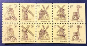 U.S. 1980 #1738-42 BP, Windmills, MNH(1 fold).