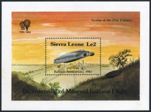 Sierra Leone 596-599,600,MNH.Mi 723-726,Bl.17. Manned Balloon Flight-200,1983.