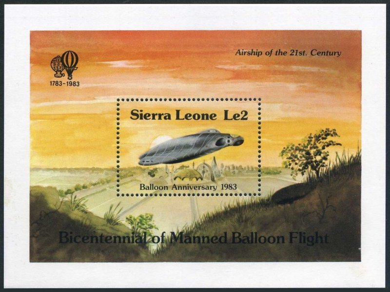 Sierra Leone 596-599,600,MNH.Mi 723-726,Bl.17. Manned Balloon Flight-200,1983.