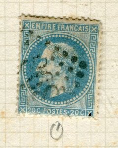 FRANCE; 1863 early classic Napoleon issue used 20c. + MINOR PLATE FLAW
