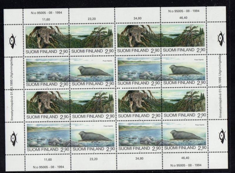 Finland Sc 960 1995 Endangered Species sheet mint NH