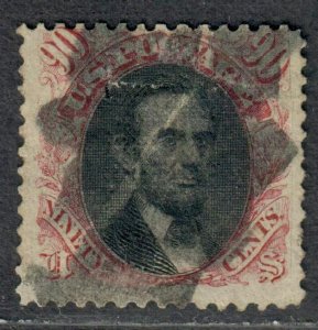 $US Sc#122 used, fine, grill tear, thin, RP at top, Cv. $1800