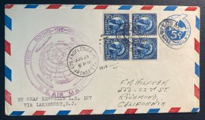 1929 Los Angeles CA USA LZ 127 Graf Zeppelin First Flight cover To Lakehurst NJ