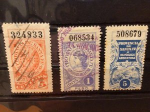 Province of Santa Fe Argentina 1902 - 1905  Revenue stamps Ref 58966