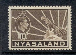 Nyasaland 1938-44 KGVI & Leopard 1d brown MLH