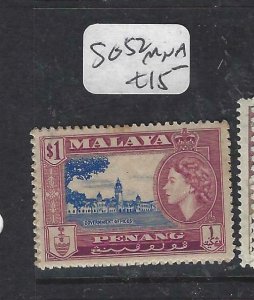 MALAYA PENANG  PP2807BB)  QEII $1.00    SG 52   MNH