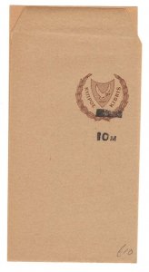 Cyprus 1960's 10m on 3m (black ovpt) Newspaper Wrapper (Arms) fine unused
