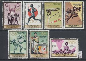 XG-AJ648 GUINEA - Olympic Games, 1965 Japan Tokyo '64, 7 Values MNH Set