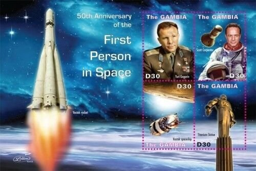 Gambia 2011 - First Person in Space 50th Anniversary Stamp Sheet of 4 MNH