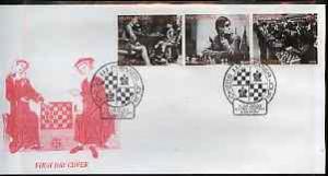Kyrgyzstan 2000 History of Chess #2 perf strip of 3 on il...