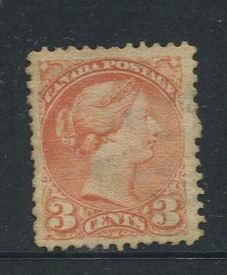 Canada -Scott 37 - Queen Victoria -1873 - Used - Single 3c Stamp