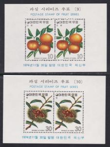 South Korea # 901a-902a, Fruits, NH Souvenir Sheets, 1/2 Cat.