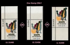 US 1385 Hope for the Crippled 6c plate single MNH 1969