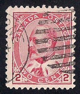 Canada #90 2 cent 1903 SUPER CANCEL Carmine Stamp used F-VF