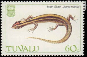 Tuvalu #384-387, Complete Set(4), 1986, Lizards / Geckos, Never Hinged