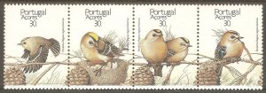 AZORES Sc# 380a MNH FVF 4strip Birds Pinecones