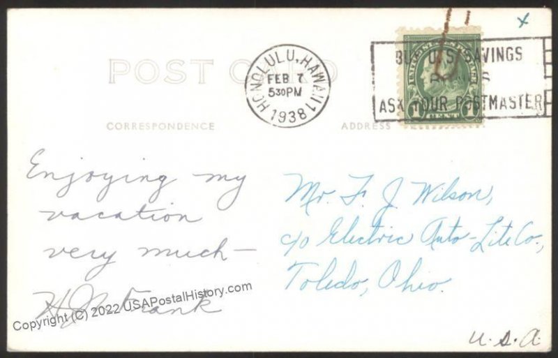 Hawaii USA 1938 Territorial  RPPC of Wanganul River New Zealand 109074