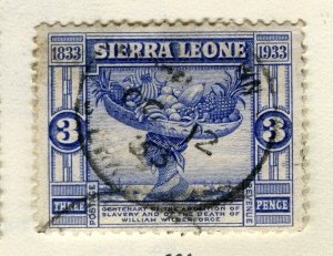 SIERRA LEONE; 1933 early Anniversary issue fine used 3d. value