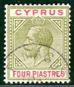 CYPRUS KGV Stamp 4p CDS Used PBLUE49 