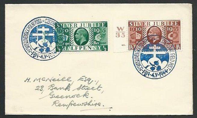 GB 1944 Czechoslovakia Field PO in GB cover, commem cancel.................61256