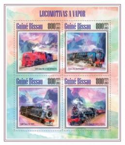 Trains Züge Locomotives Railways Railroads Transport Guinea-Bissau MNH stamp set