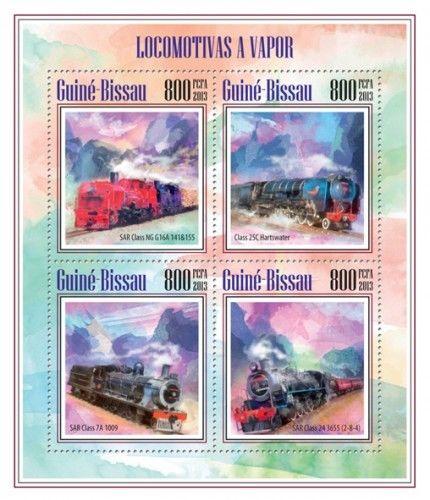 Trains Züge Locomotives Railways Railroads Transport Guinea-Bissau MNH stamp set