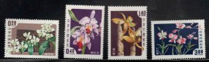 CHINA ROC Taiwan Scott 1189-1192  MH* Orchid set.