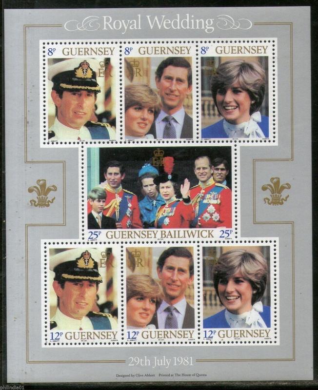 Guernsey 1981 Princess Diana & Charles Royal Wedding M/s MNH # 7922